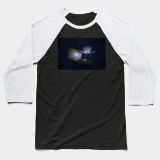 Lotus Flowers in Midnight Blue Digital Art Baseball T-Shirt